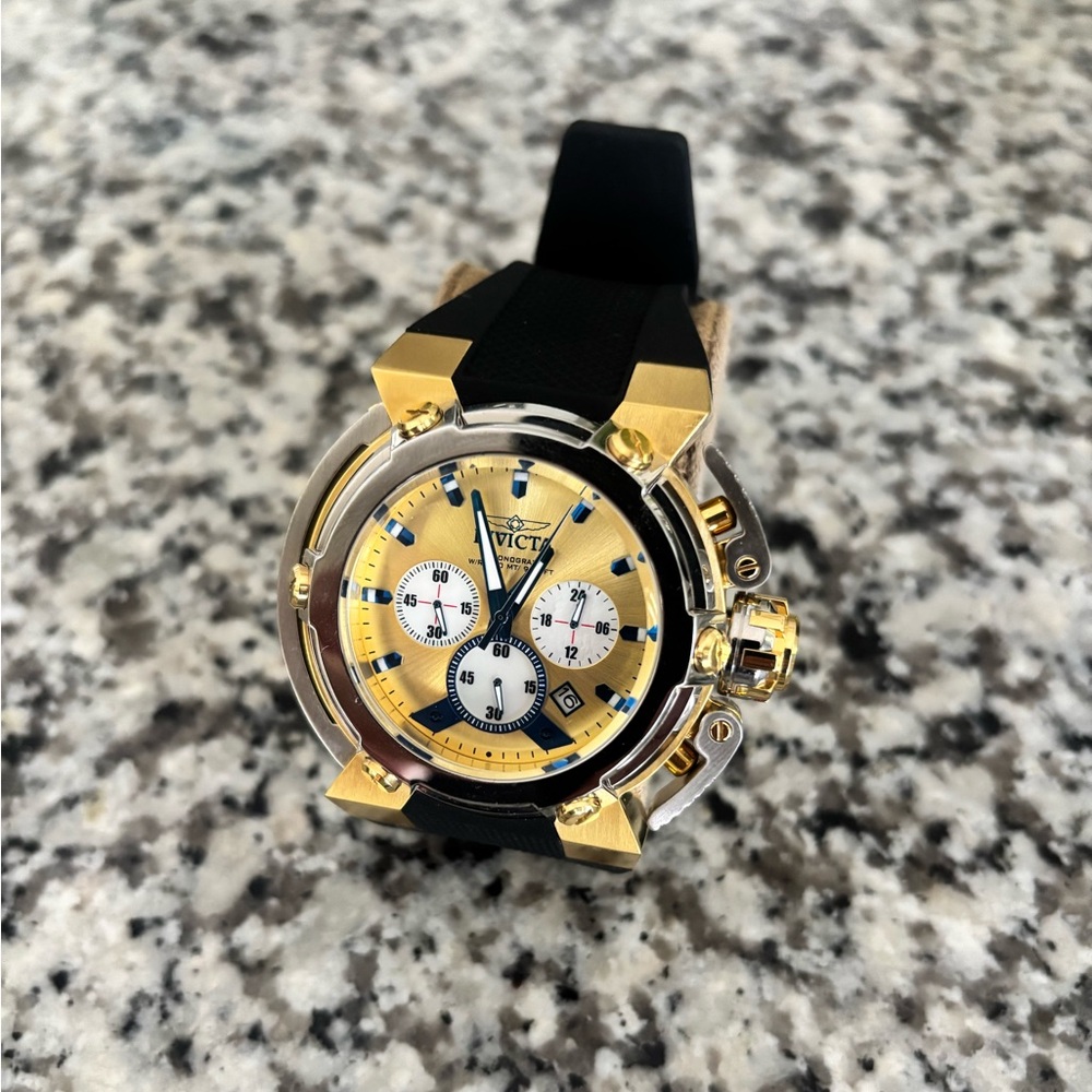Invicta Gold and Black Chronograph Watch